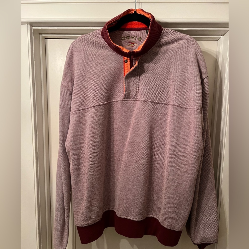 Orvis 1/4 zip pullover, Size: XXL, Color: Light red